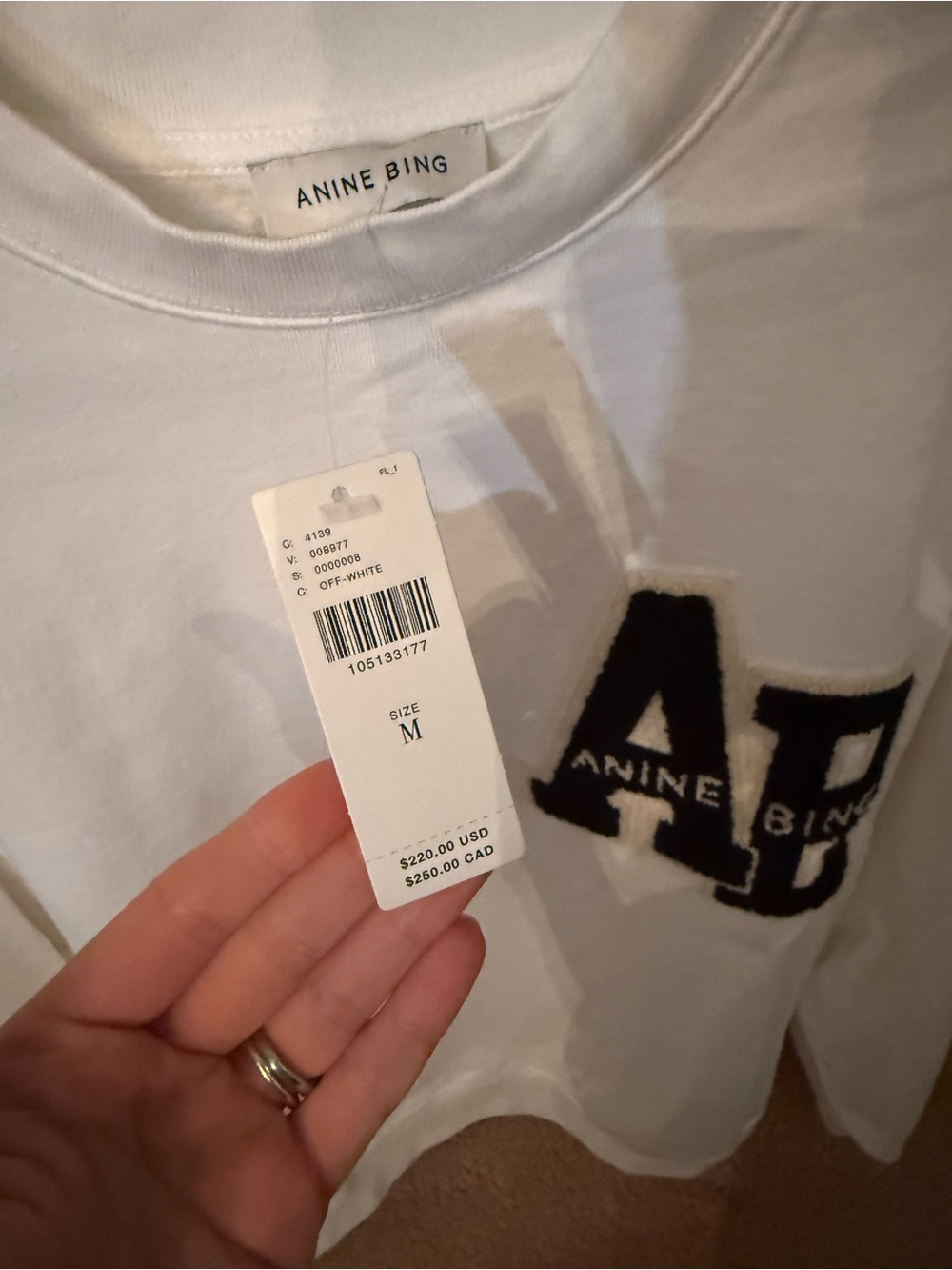 Anine Bing Off-White Logo Appliqué Crew Sweatshirt - Picture 4 of 5